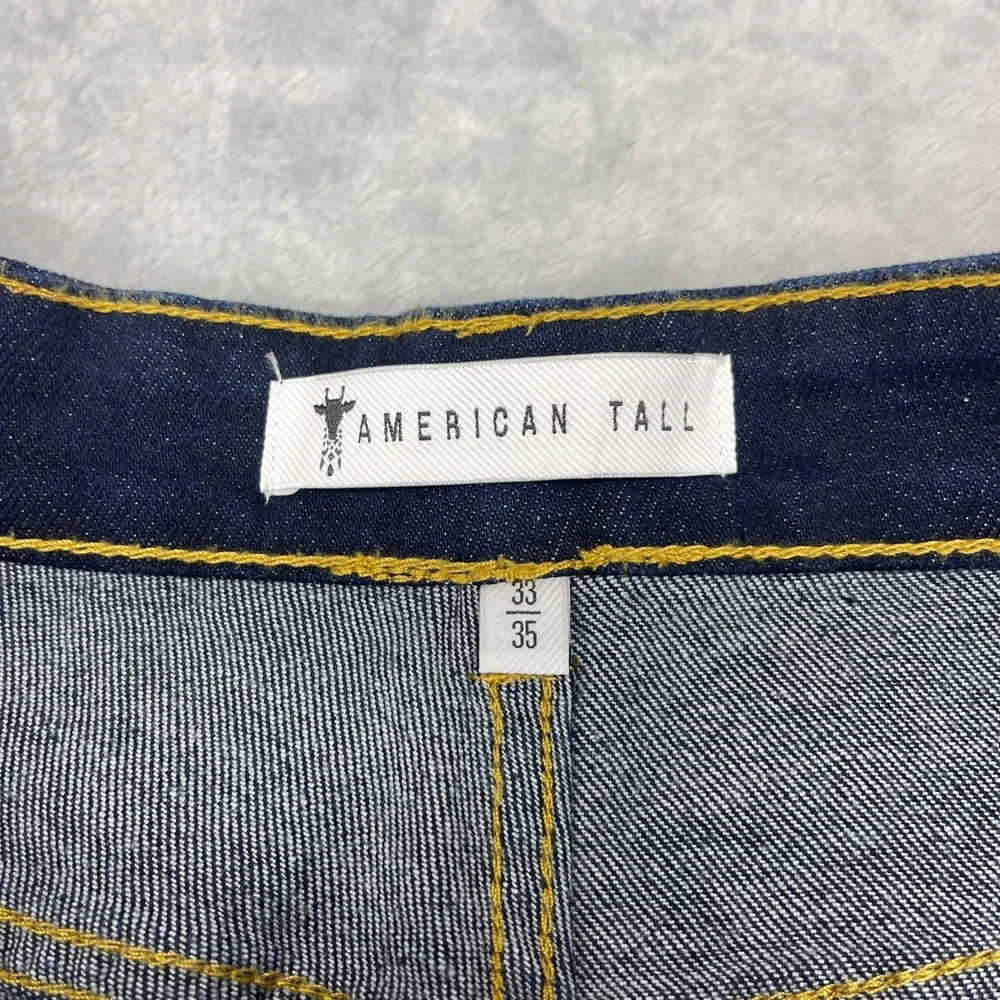 American Tall Jeans Mens 33/35 Ink‎ Blue Harper High Rise Straight Leg Outdoor